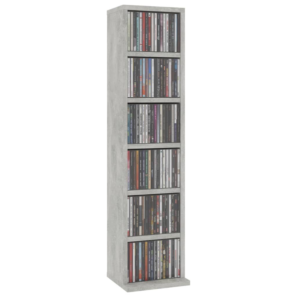 vidaXL CD-Regal CD-Schrank Betongrau 21x20x88 cm Holzwerkstoff, 1-tlg.