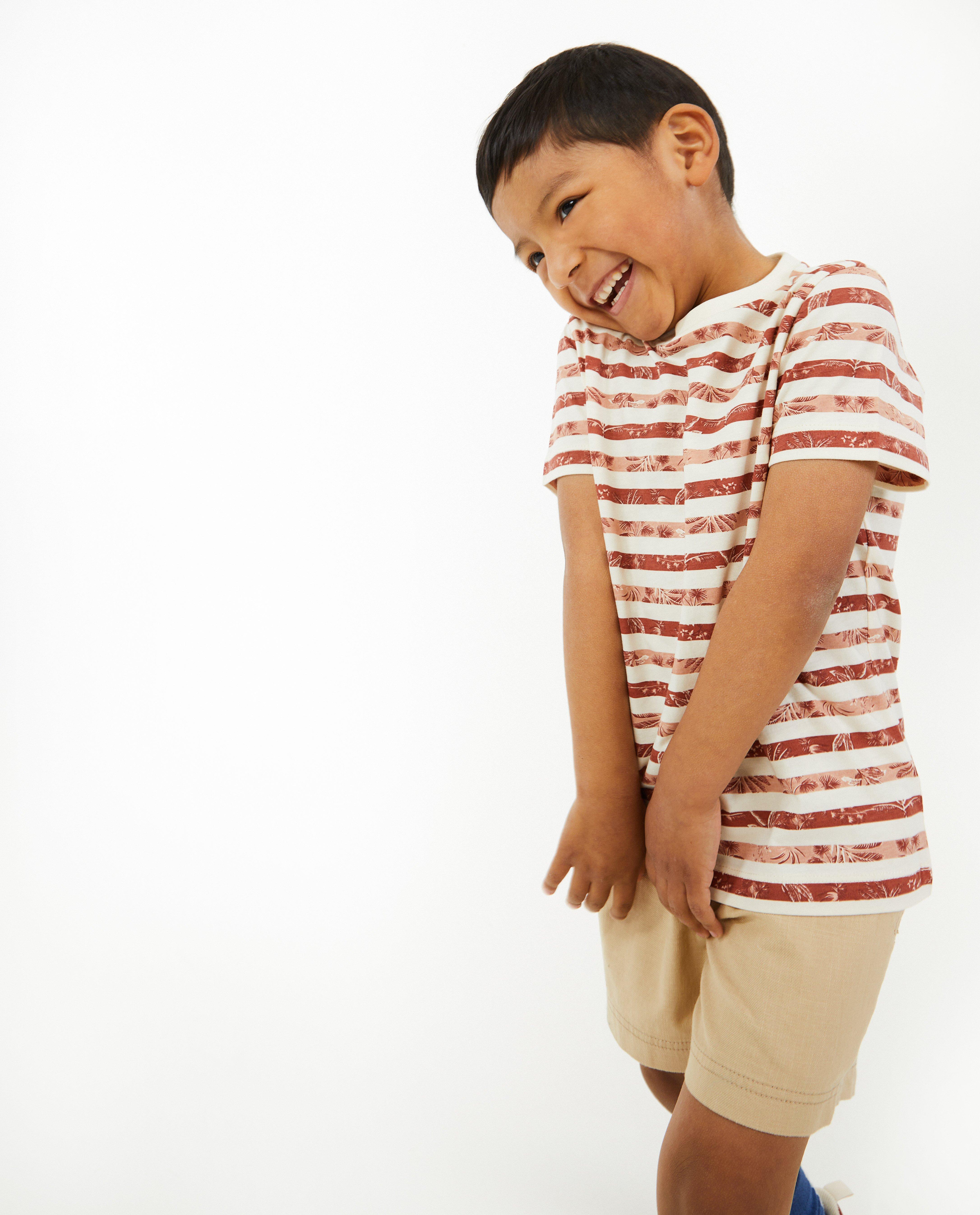 Tricou cu dungi Kidz Nation, 2-7 ani, alb
