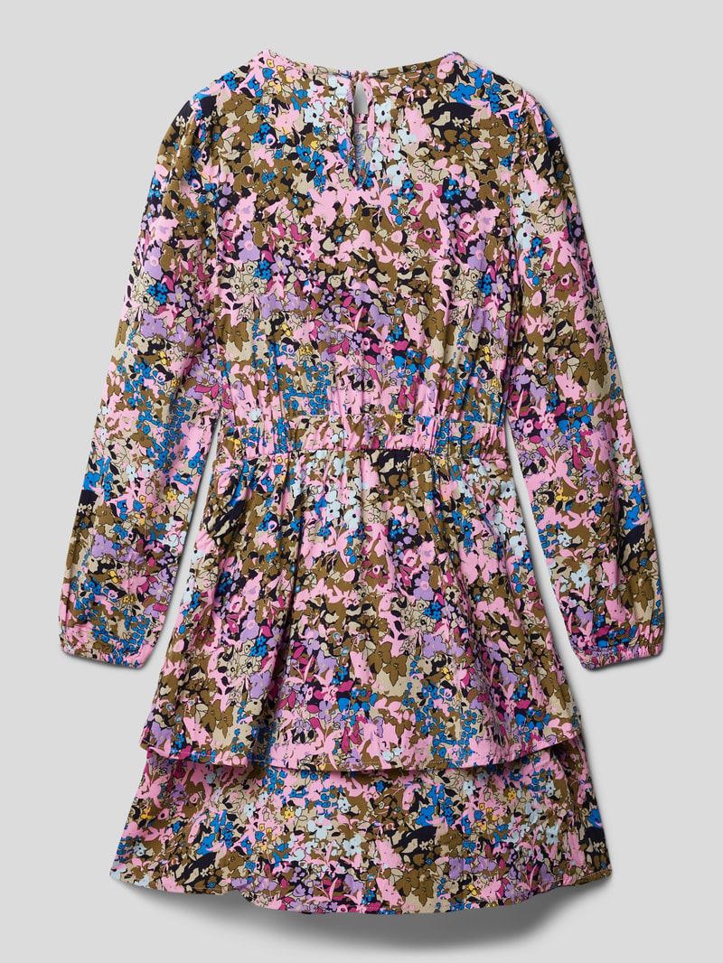 Knielanges Kleid mit Allover-Muster Modell 'NINA' in flieder