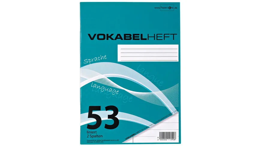 PAPERZONE Vokabelheft A5 Lineatur 53 2 Spalten 32 Blatt