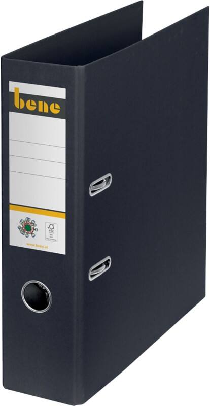 Bene No.1 Ordner DIN A4 80 mm Schwarz 2 Ringe 301400SW Pappkarton Glatt Hochformat