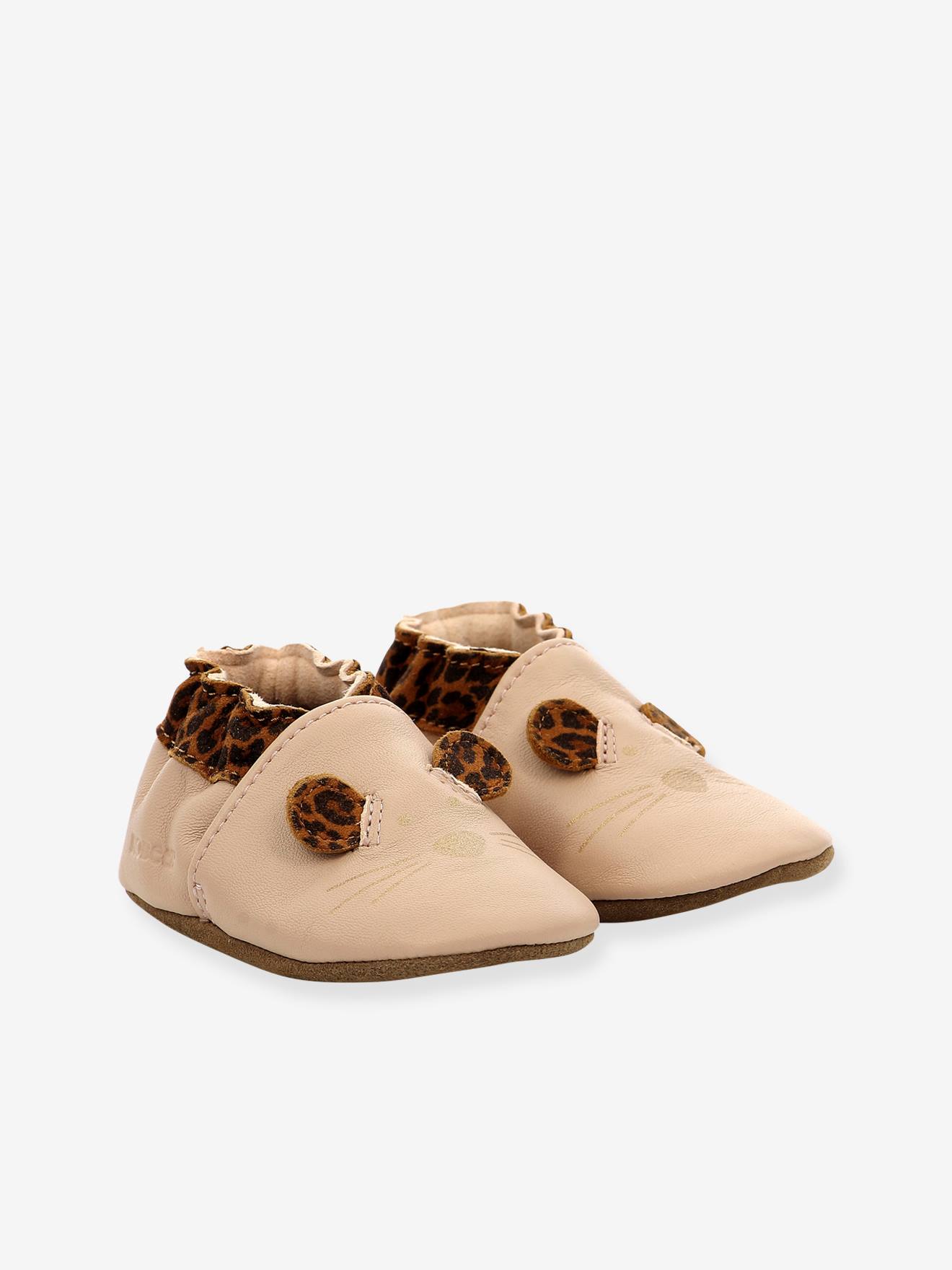 Chaussons cuir souple bébé Leo Mouse 874641-10 ROBEEZ© rose