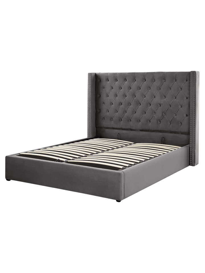 Beliani Doppelbett LUBBON in Grau/Silber - (W) 190 x (H) 144 x (L) 217 cm günstig kaufen onesize