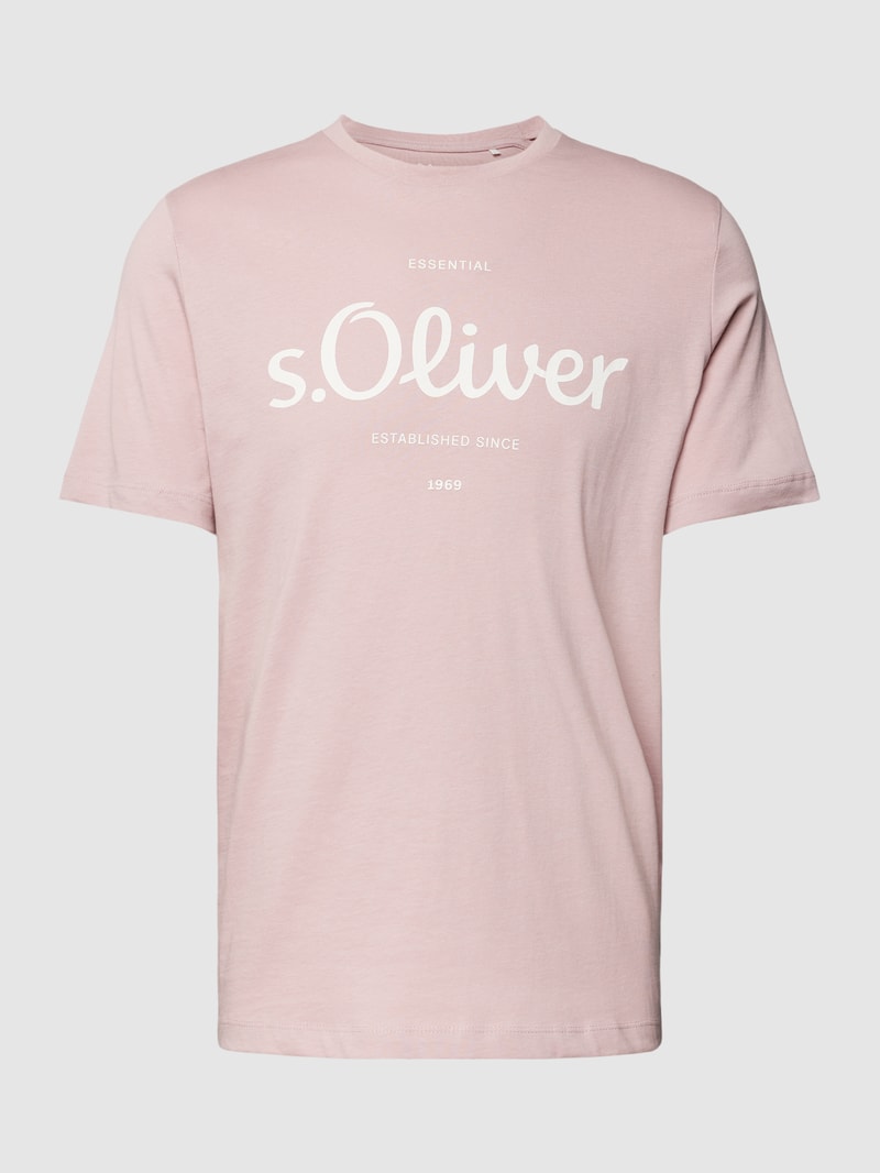 T-Shirt mit Label-Print in pink