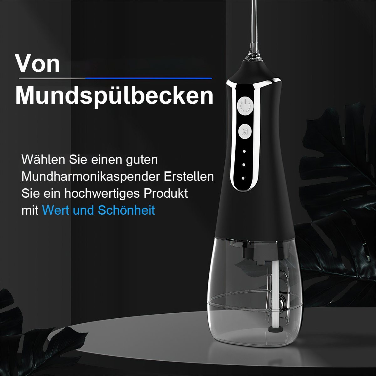 Hikeren Munddusche Elektrischer Zahnreiniger,Zahnspüler,300ml Wassertank,3/4 Gang Modus, 300 ml Wassertank