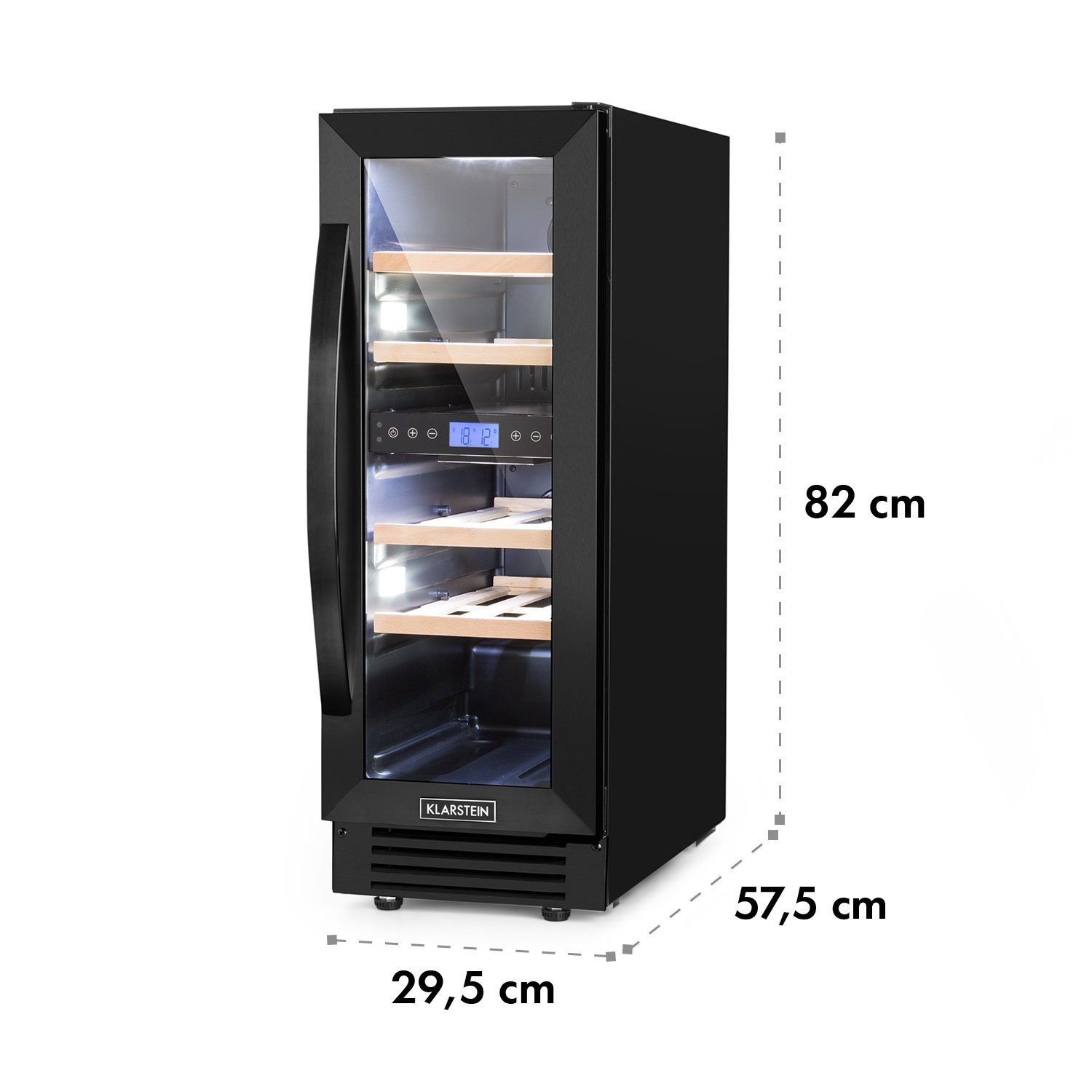 Klarstein Weinkühlschrank Vinovilla 17 Built-in Duo Onyx Edition, für 17 Standardflaschen á 0,75l,2 Zonen Wein Flaschenkühlschrank Weintemperierschrank Weinschrank