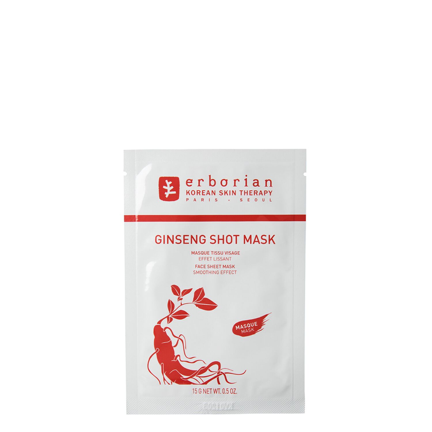 Erborian Ginseng Shot Mask Masque Tissu Visage Lissant 15 g