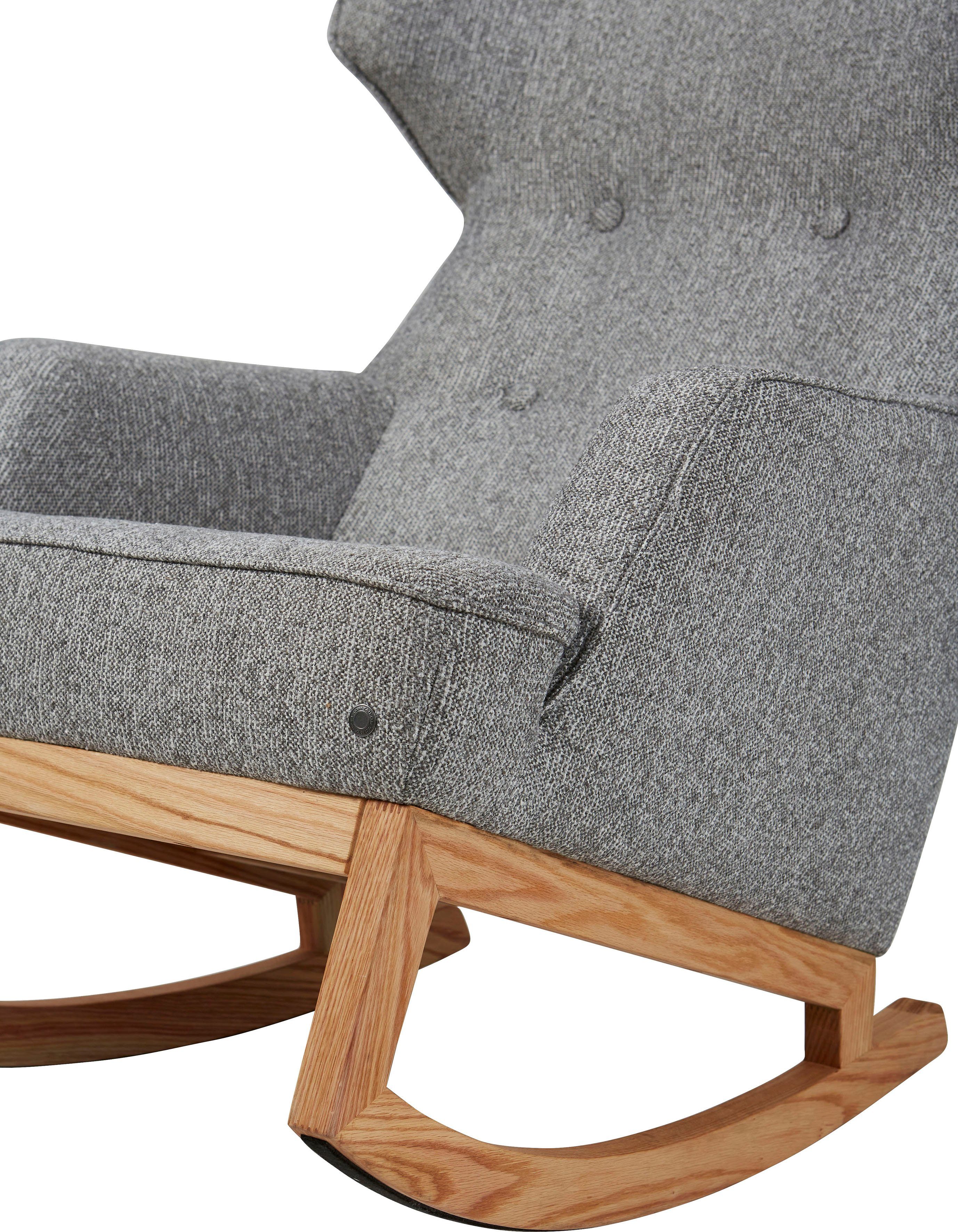 TOM TAILOR HOME Schaukelstuhl COZY, im Retrolook, mit Kedernaht und Knöpfen, Füße Eiche natur