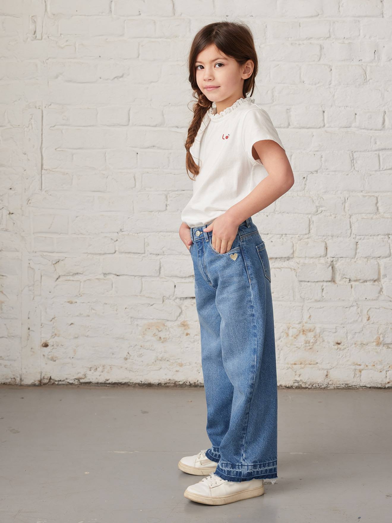 Vertbaudet Mädchen Flare-Jeans - anthrazit