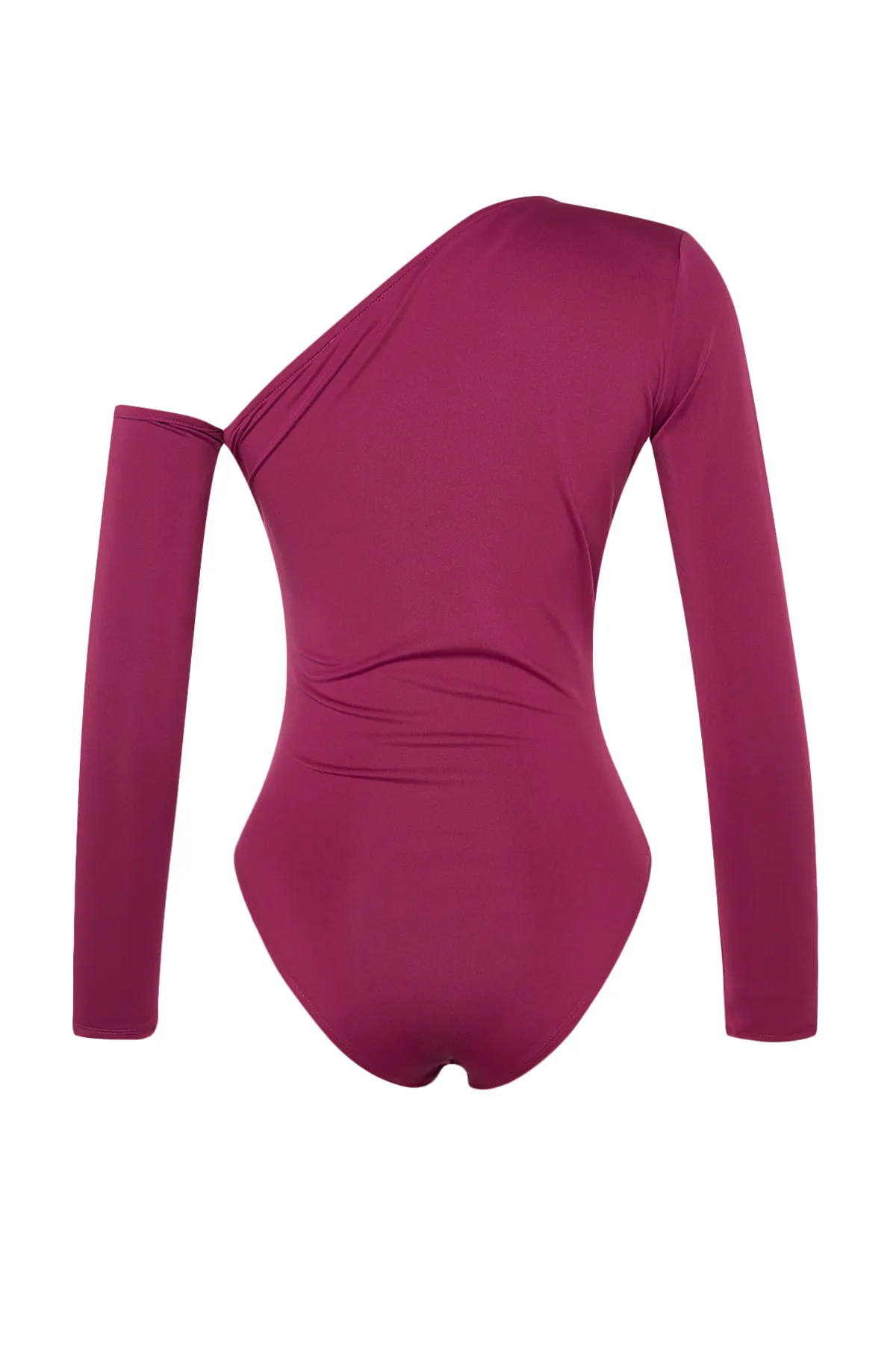 Trendyol Collection  Fuchsia Asymmetrischer Kragen Langarm Stretch Strick Body mit Druckknöpfen TWOAW22BD0080