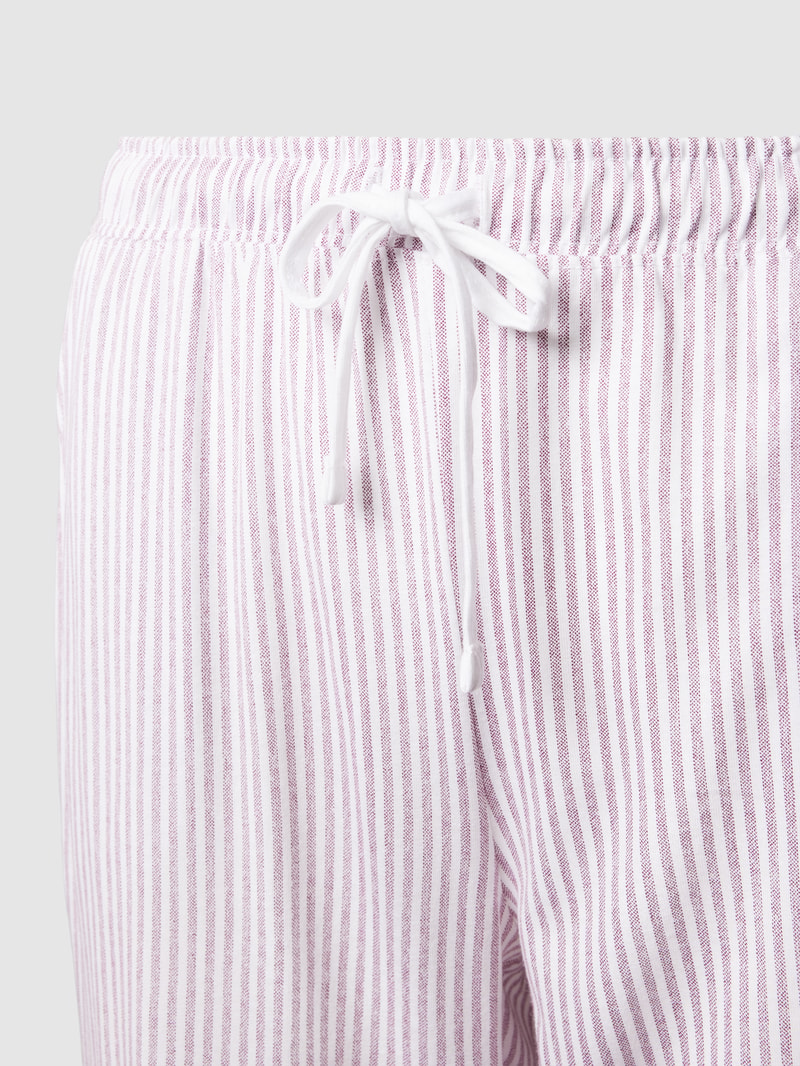 Pyjama-Hose aus Baumwoll-Viskose-Mix mit Streifenmuster in bordeaux rot