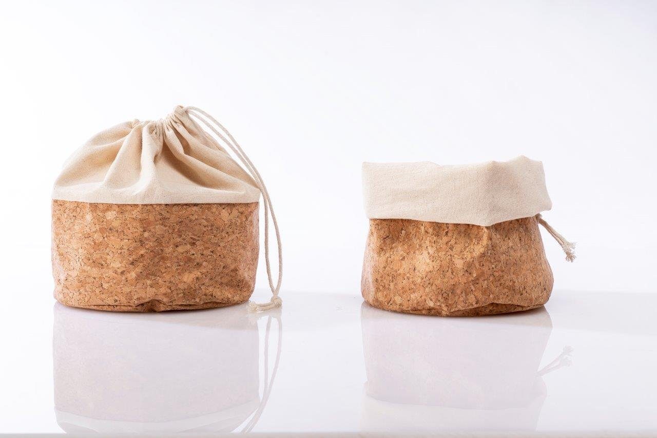 Nuts Brotkorb und Beutel mit Korkboden, umweltfreundliche