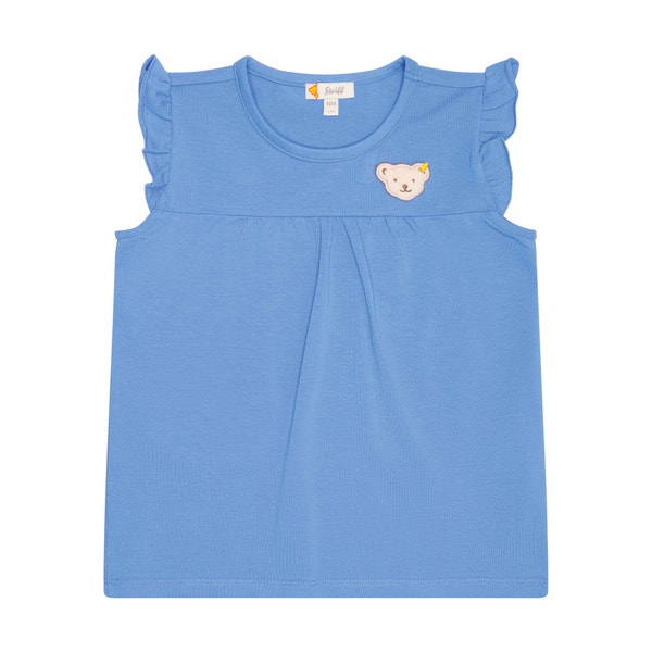 T-Shirt kurzarm, mittelblau für Mädchen