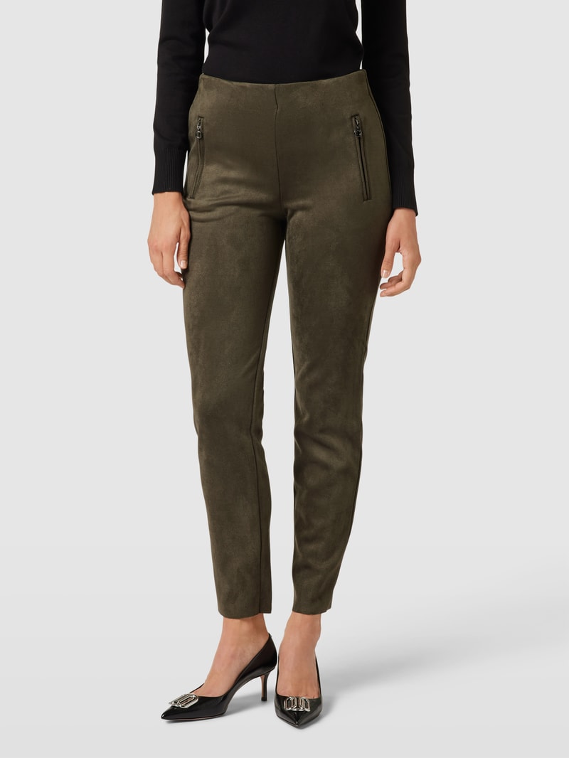 Stoffhose in Velours-Optik in schilf