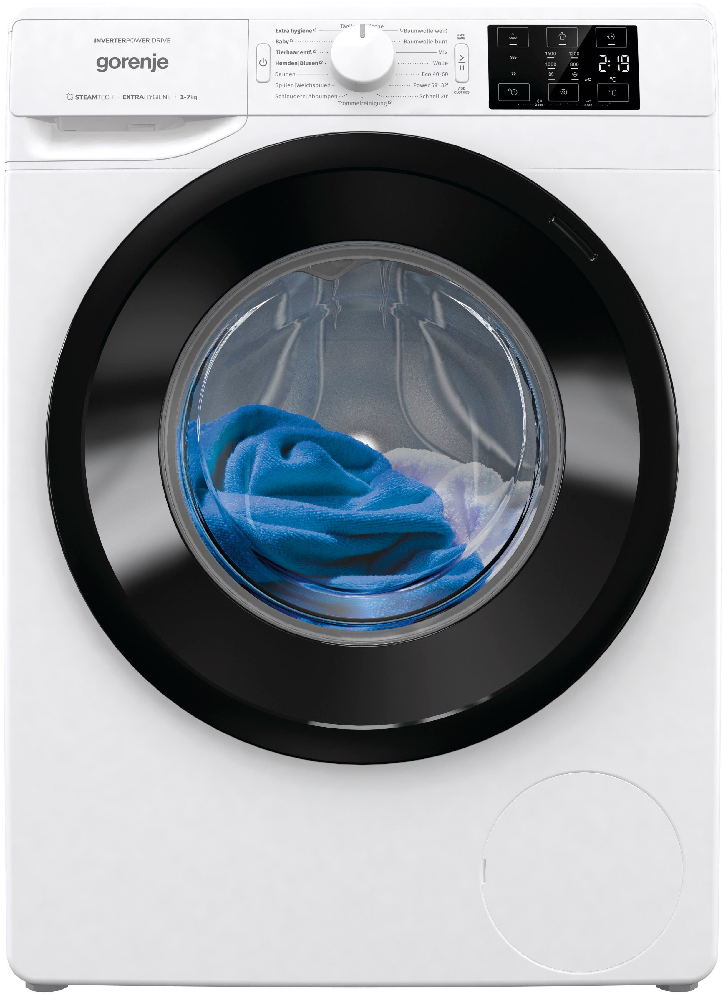 GORENJE Waschmaschine Wave NEI74SAP, 7 kg, 1400 U/min, nur 47 cm tief