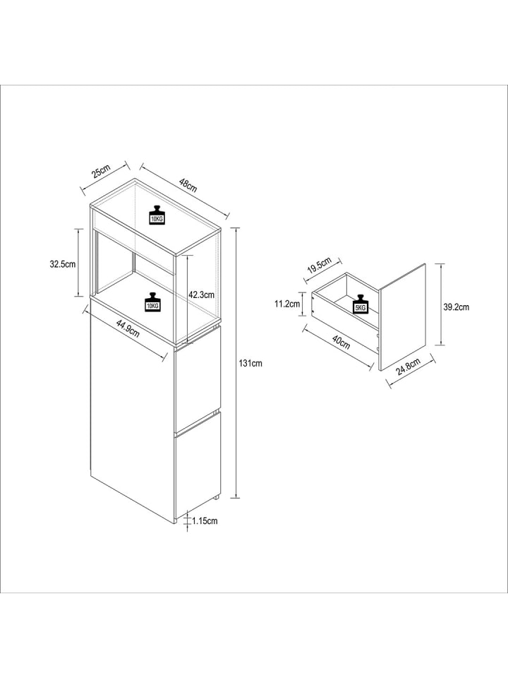 ebuy24 Badschrank Tasalo weiß Weiß 25 x 48 cm günstig kaufen onesize