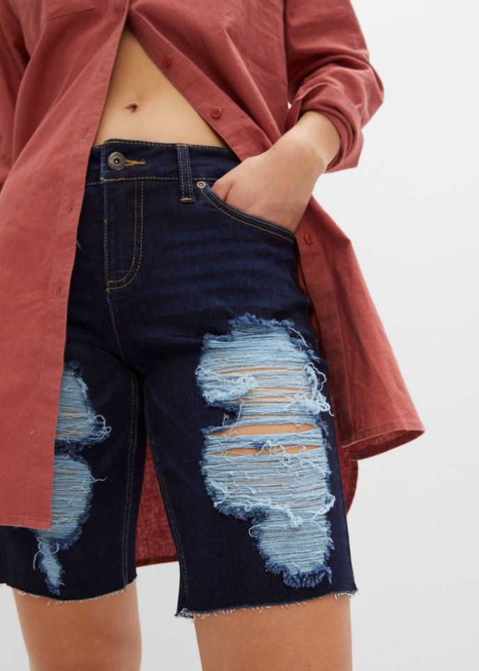 Jeans-Bermuda mit Destroy-Effekten