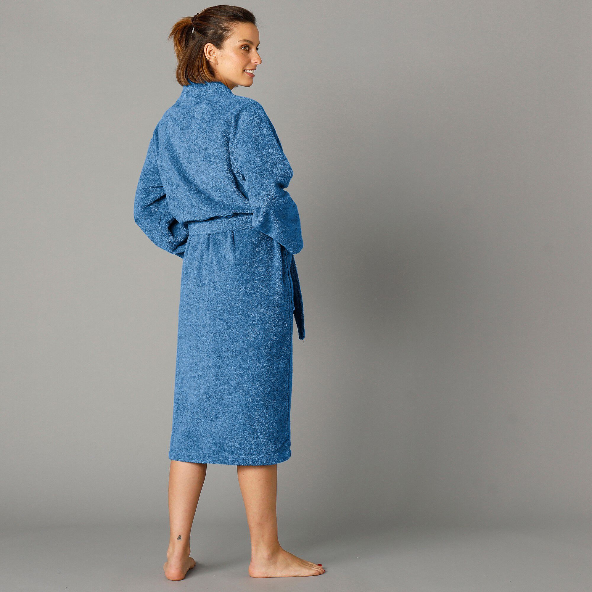 Peignoir mixte adulte col kimono éponge bouclette