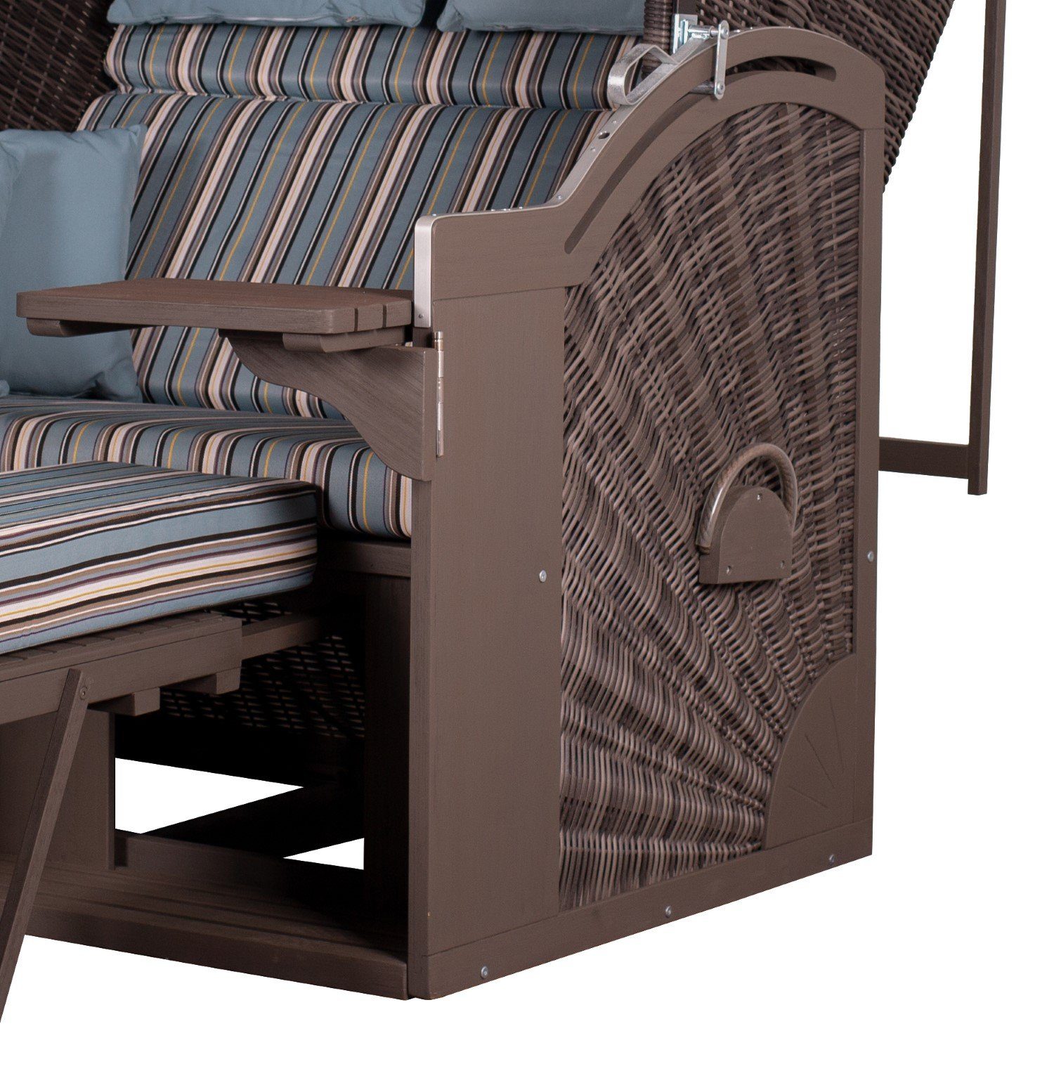 deVries PURE® Strandkorb Seaside XL - PE stone grey - Dessin 444, BxTxH: 135x92x165 cm, Dreiviertellieger, Ostsee-Strandkorb