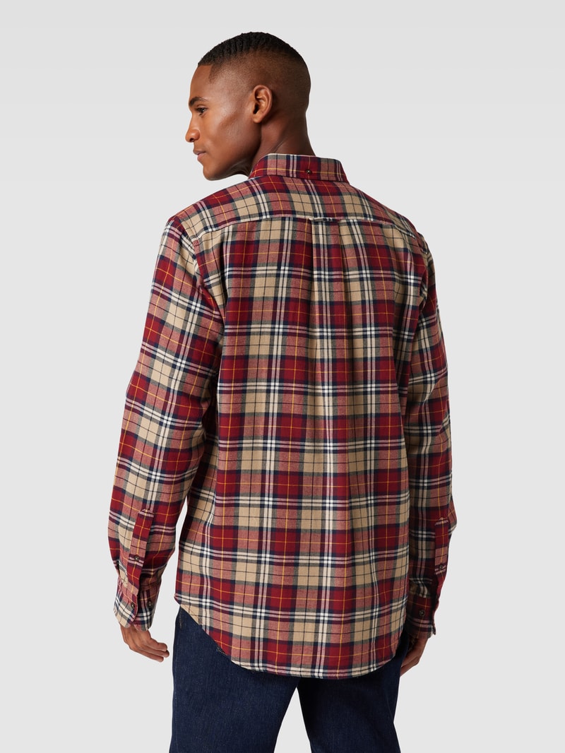 Regular Fit Freizeithemd mit Tartan-Karo in bordeaux rot
