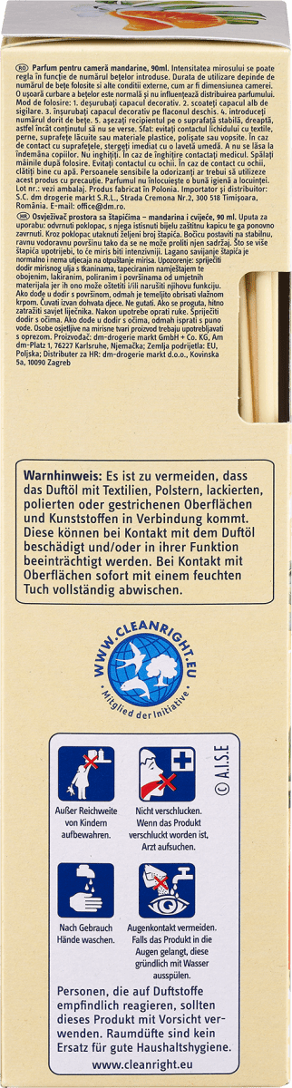 Duftstäbchen Raumduft Sommerliebe mit Duft nach spritziger Mandarine, 90 ml