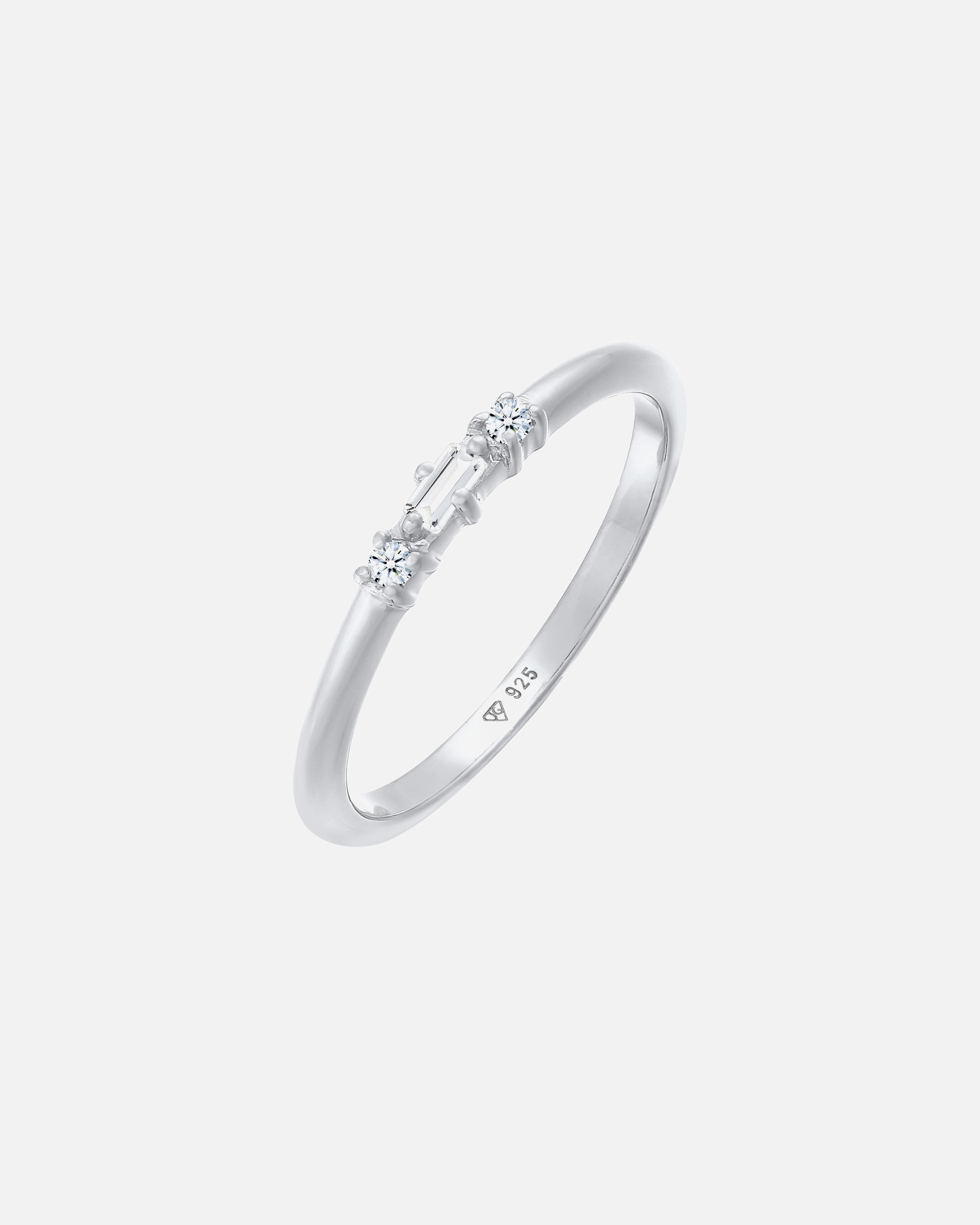 Pierścionek zaręczynowy Elli DIAMONDS dla kobiet z filigranowym prostokątem, z topazem i diamentem (0,03 ct) w srebrze próby 925