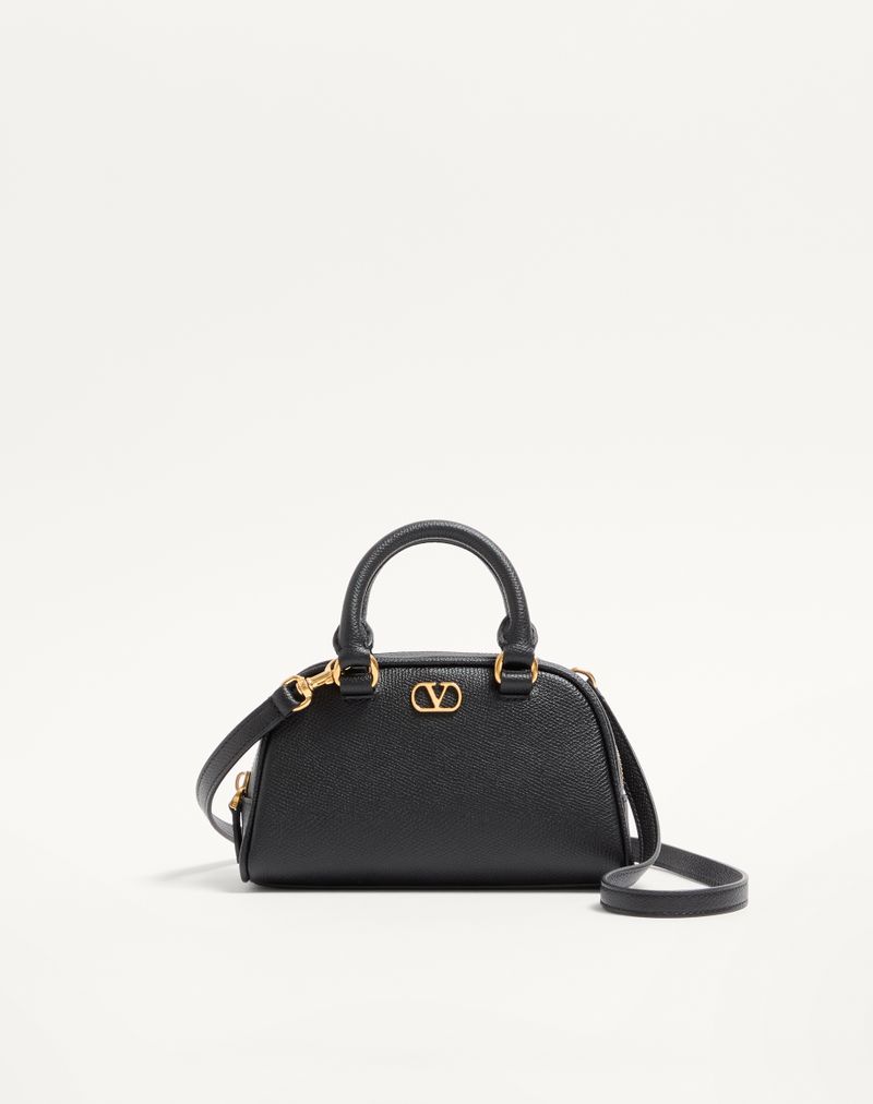 Bolsa tipo mochila Mini VLogo Signature em couro de bezerro granulado