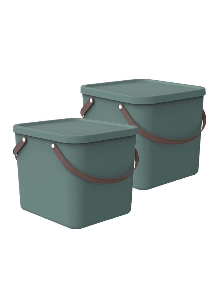 Rotho 2er-Set Aufbewahrungsbox 40l mit Deckel in Mistletoe grün günstig kaufen onesize