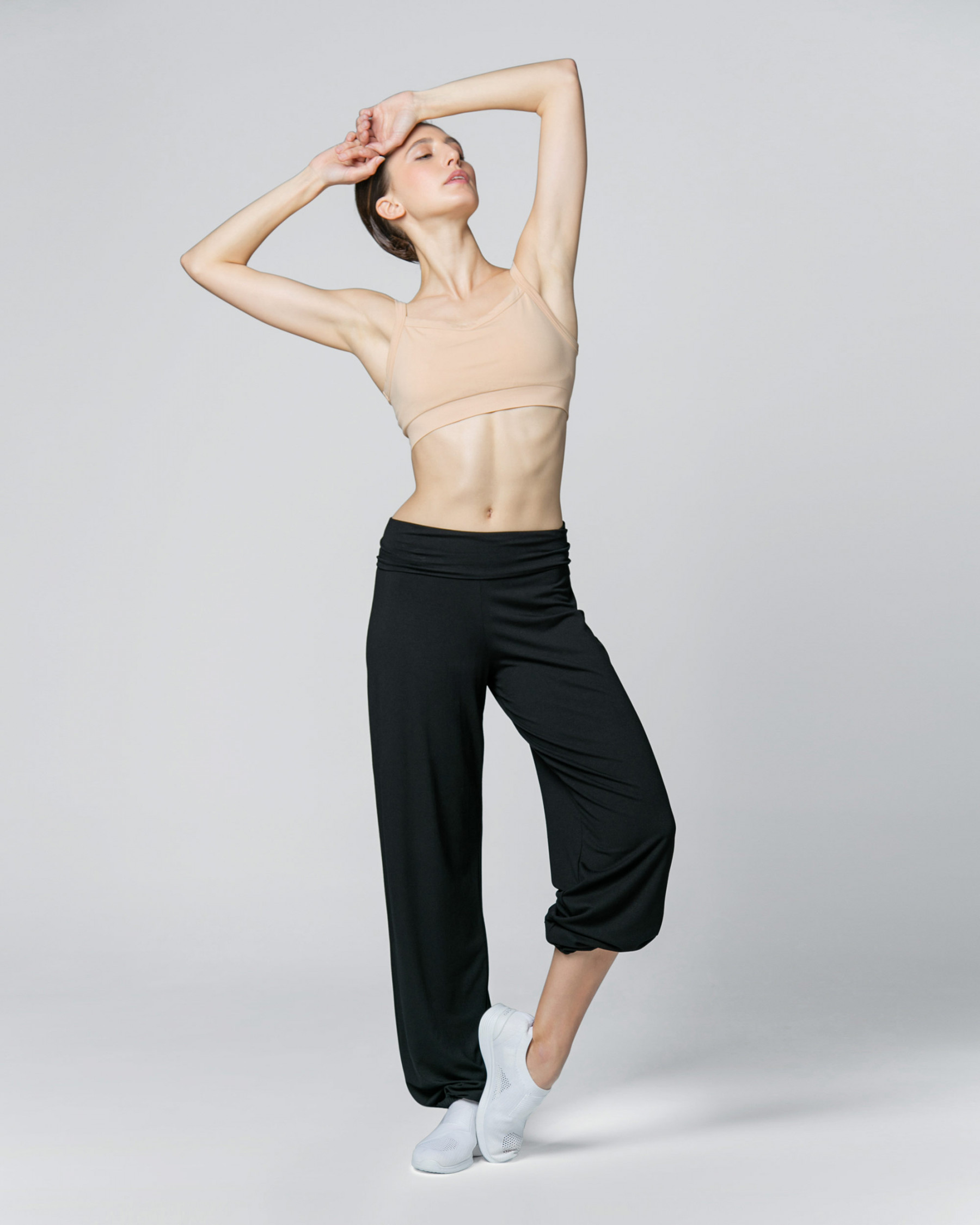 Viscose jazz pants with fold over waistband