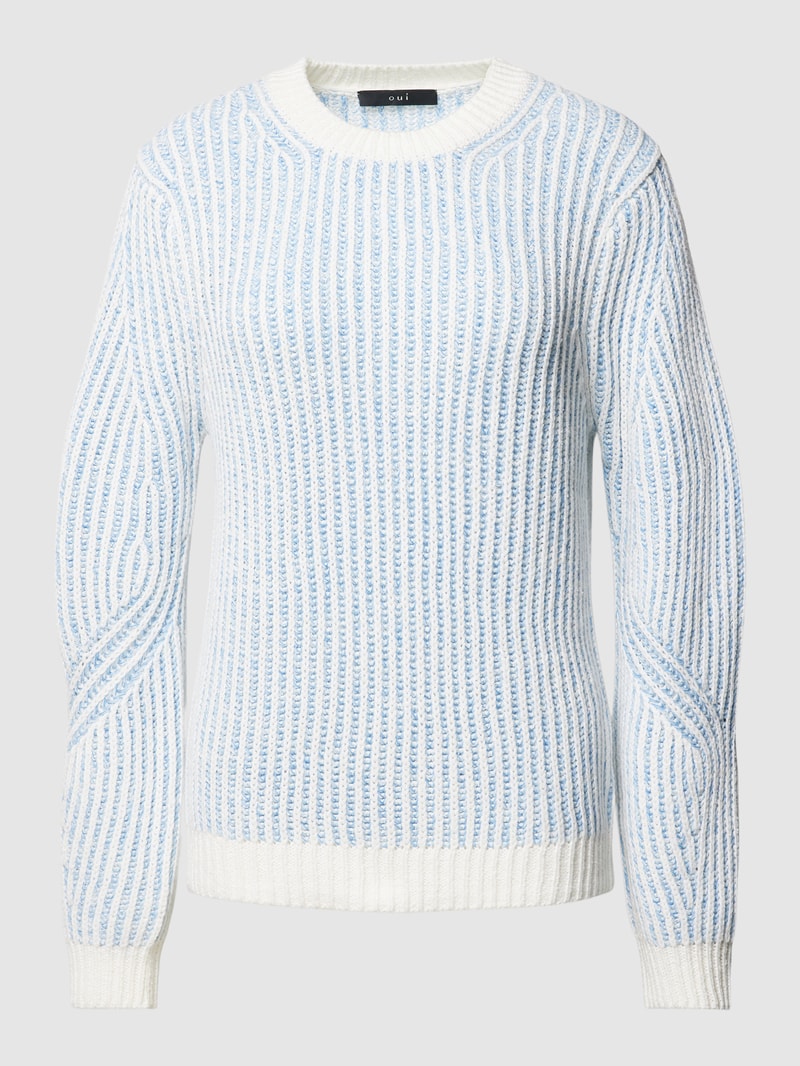 Strickpullover mit Rundhalsausschnitt in hellblau