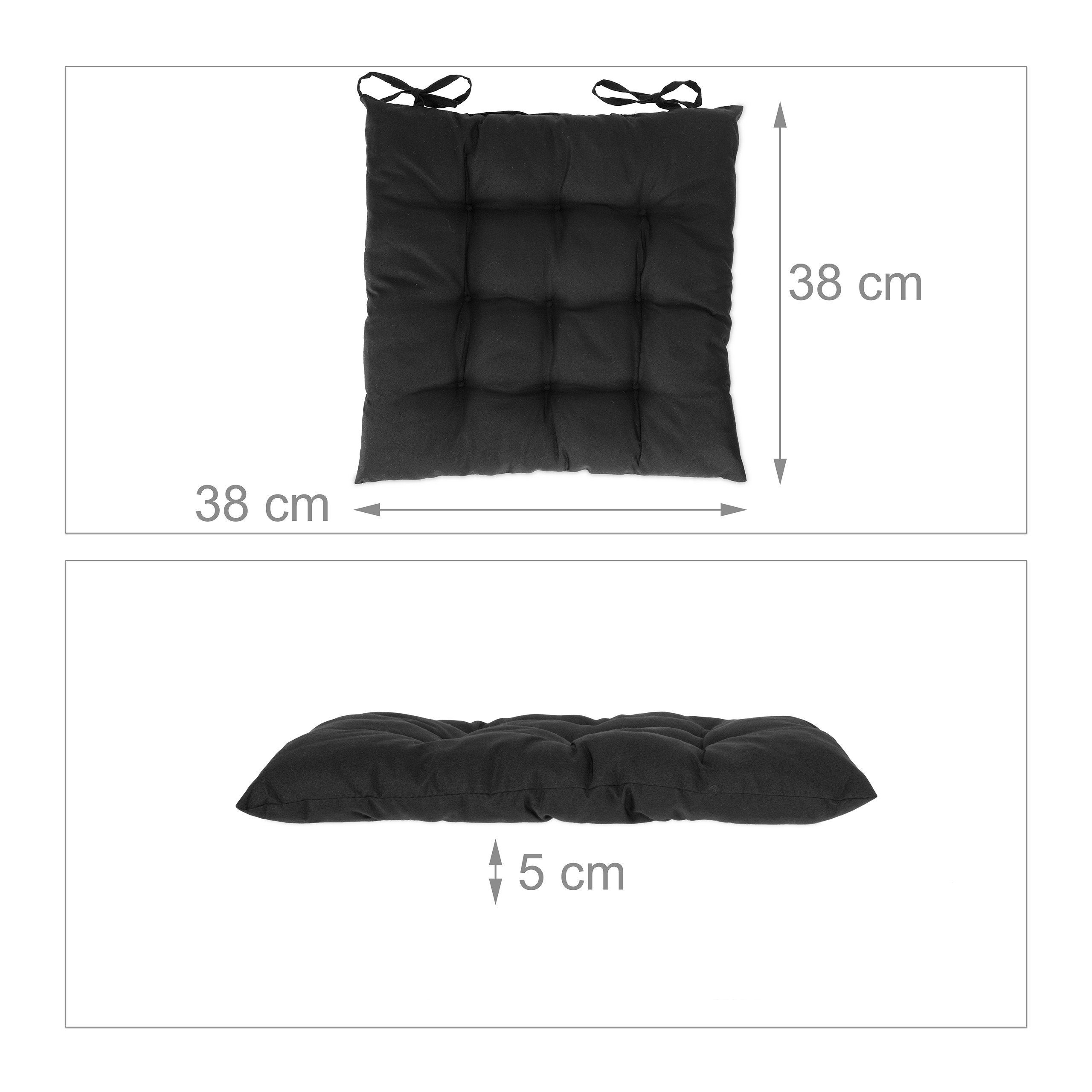 relaxdays Stuhlkissen 4er Set Stuhlkissen schwarz