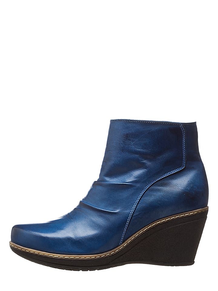 Andrea Conti Leder-Ankle-Boots in Blau günstig kaufen 39