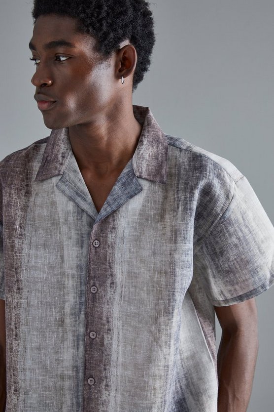 Kastiges transparentes Batik Hemd mit kurzen Ärmeln