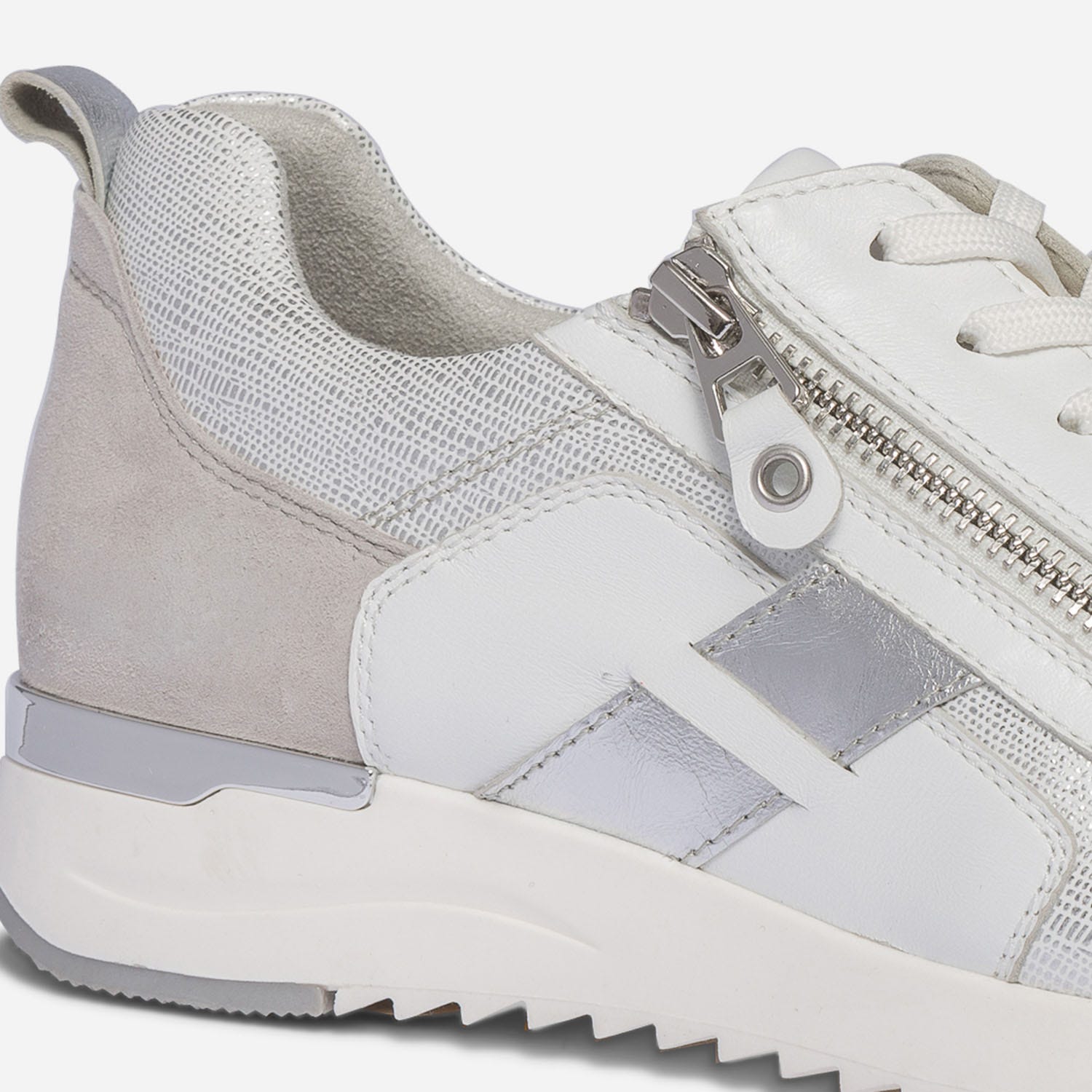 Tennis CAPRICE blanche, grise et argent