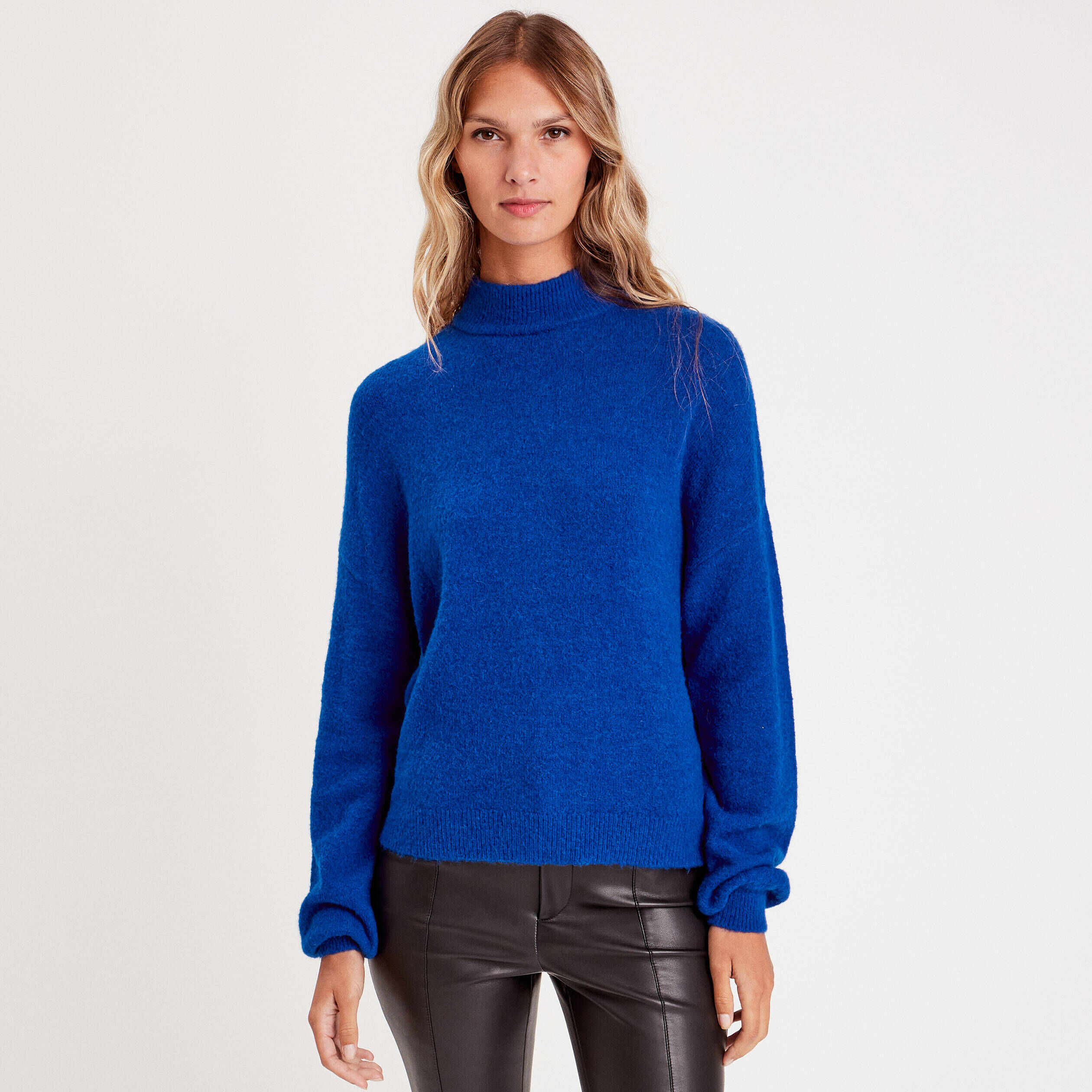 Pull col montant bleu electrique femme | Cache Cache