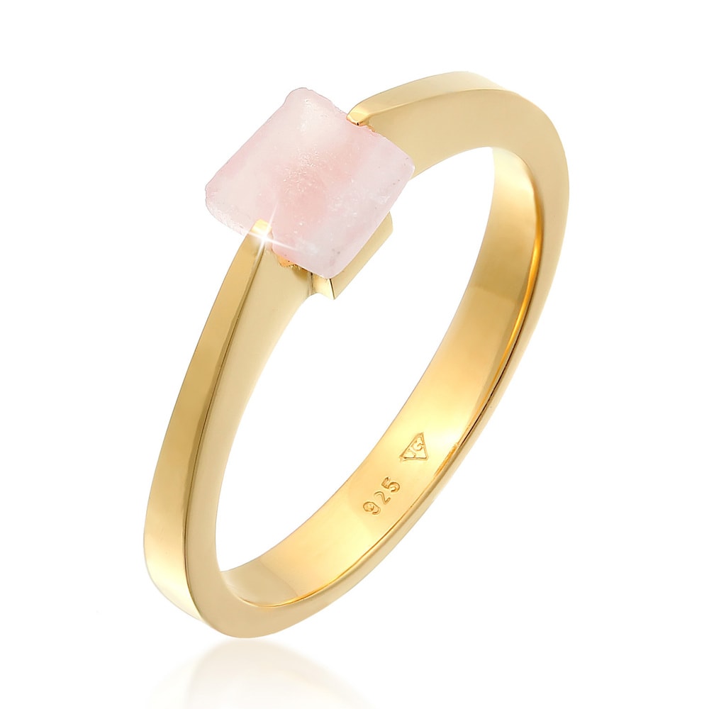 Elli PREMIUM Elli PREMIUM Bague Femme carré solitaire avec pierre précieuse de quartz en argen Bague