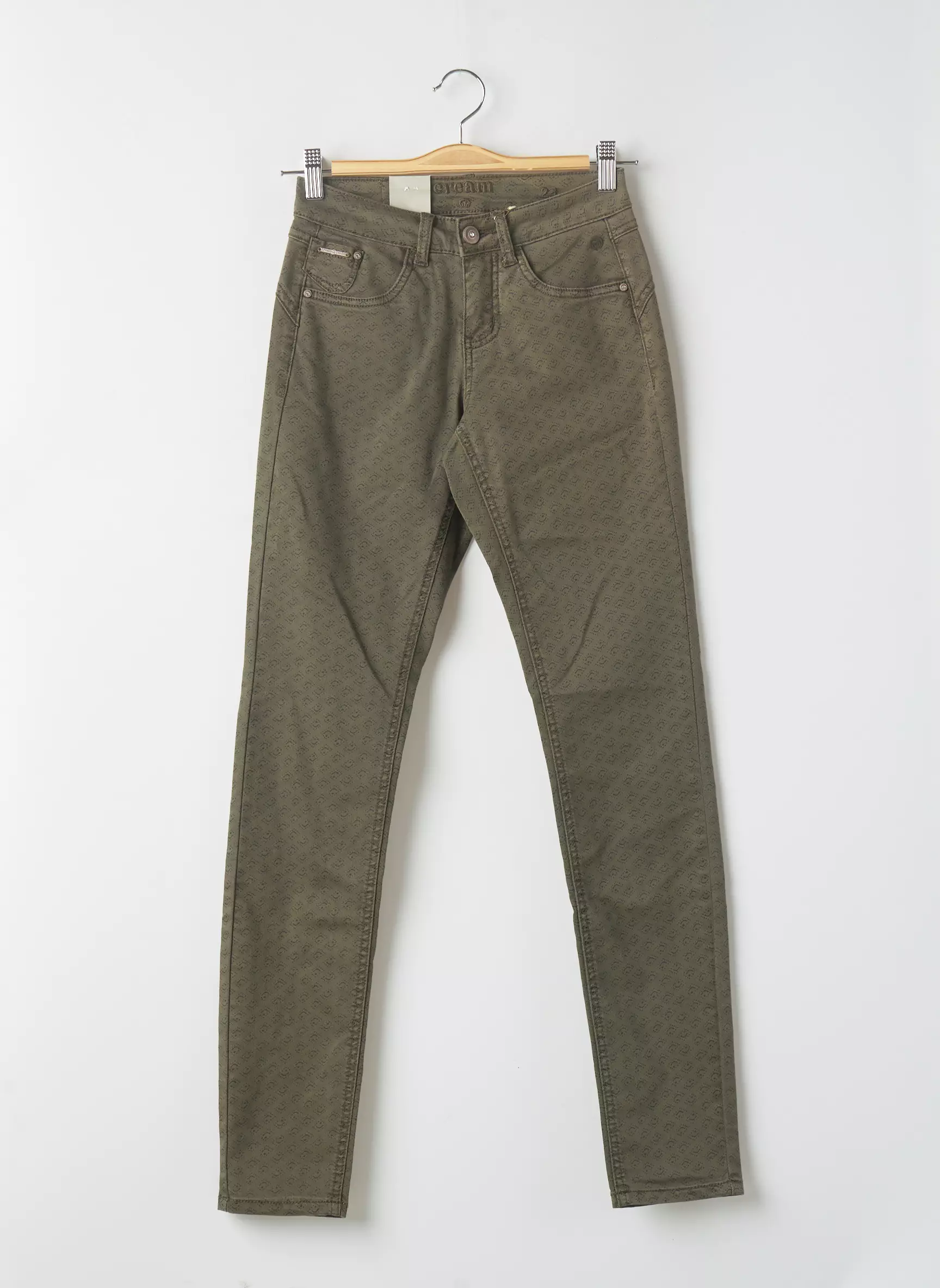 Cream Pantalons Slim Femme couleur vert