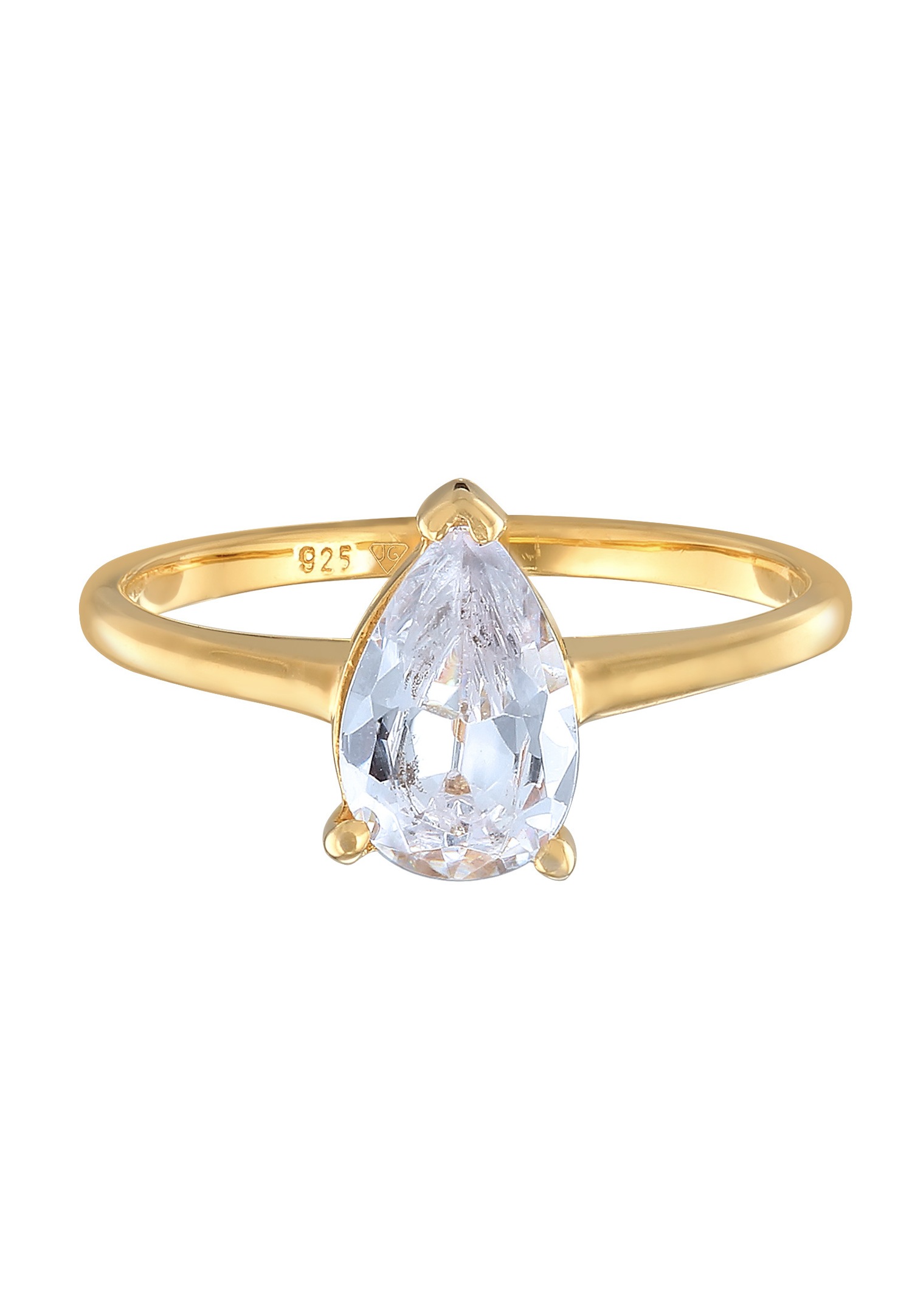 Anillo de compromiso solitario colgante Elli para mujer con circonita en plata de ley 925