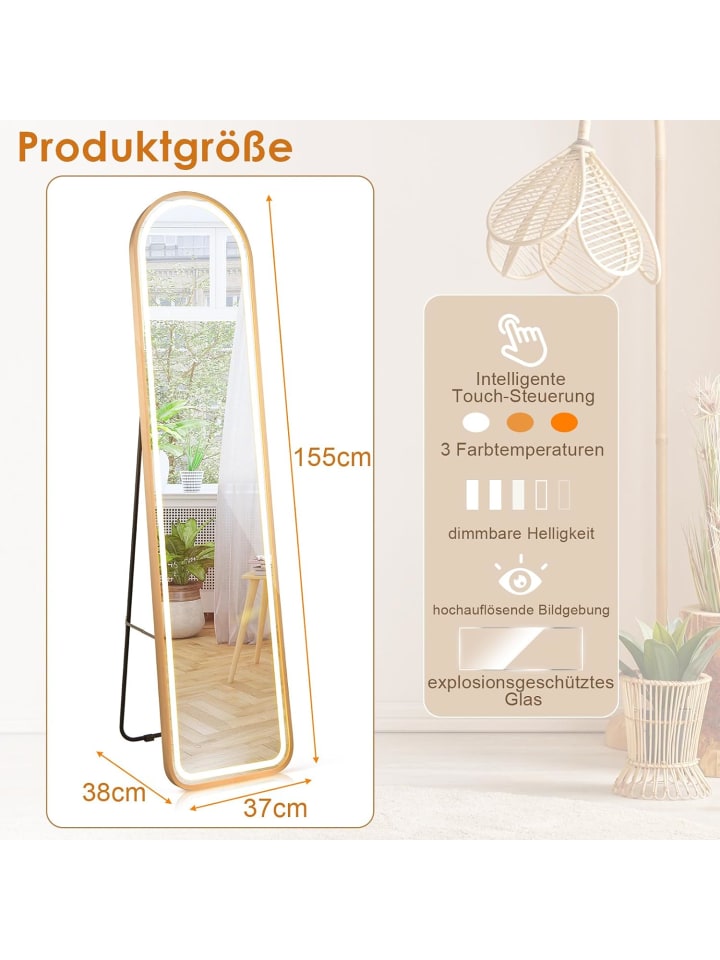 COSTWAY Ganzkörperspiegel LED 155cm in Gold günstig kaufen onesize