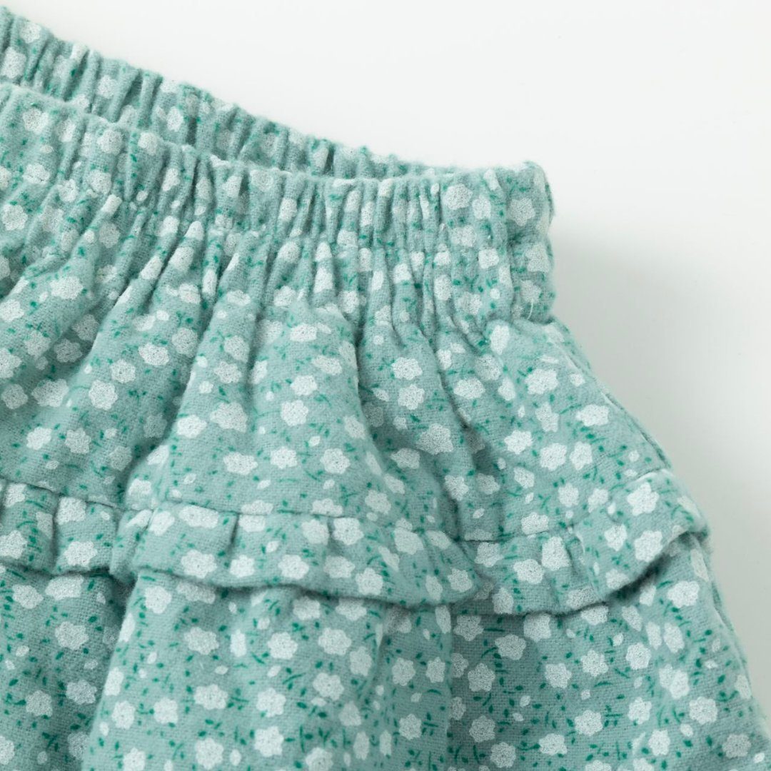 suebidou Midirock Mädchenrock aus Flanellstoff mit Liberty-Blumen mintgrün (116-tlg) lumen-Allover-Druck