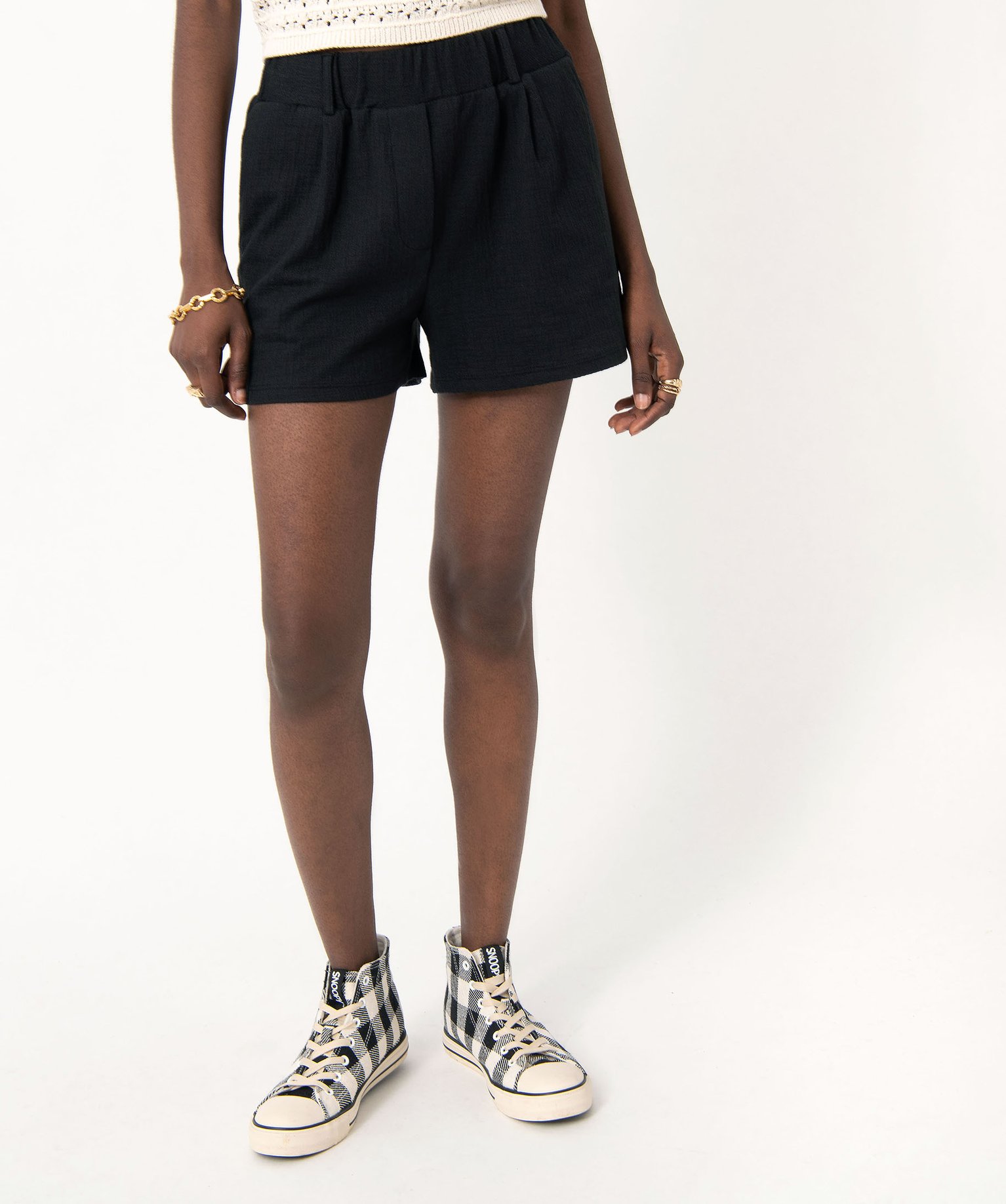 Short ample en matière texturée femme noir | GEMO