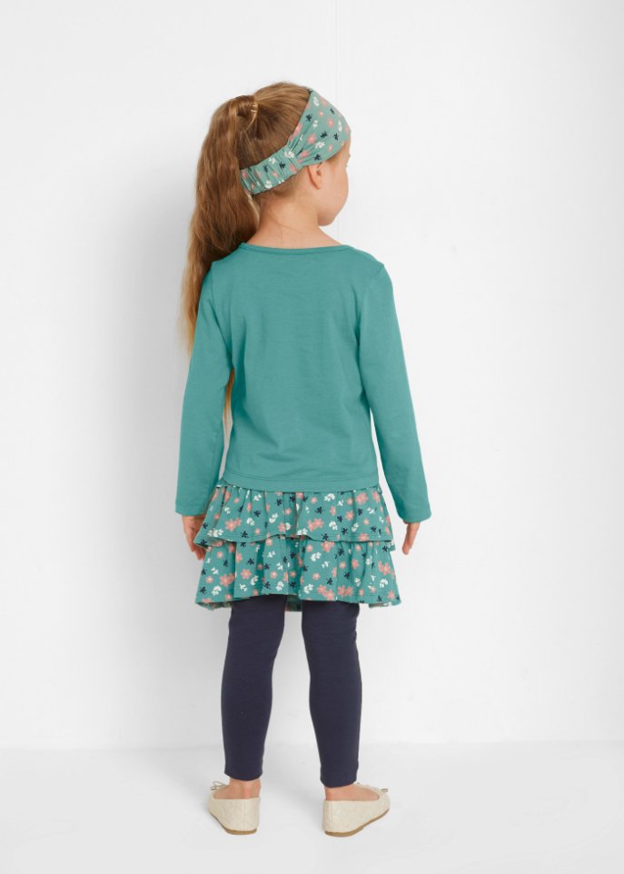 Mädchen Langarmshirt, Rock, Leggings, Haarband (4-tlg.Set)