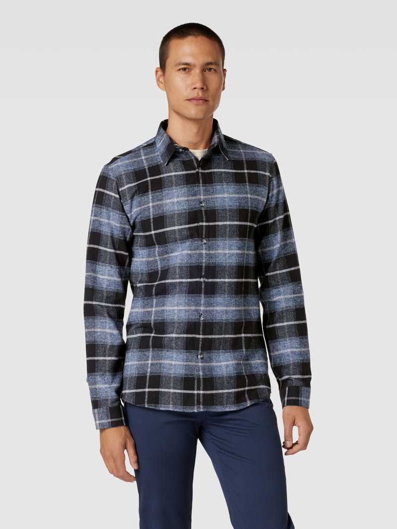 Slim Fit Freizeithemd mit Karomuster in dunkelblau