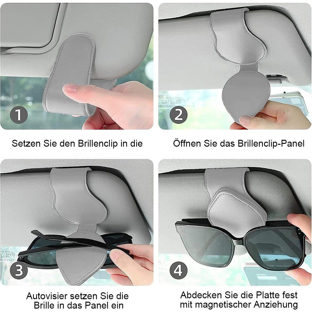 TUABUR Gläserhalter Auto-Brillen, Auto-Leder, 2er-Pack Sonnenblenden, Geschenke