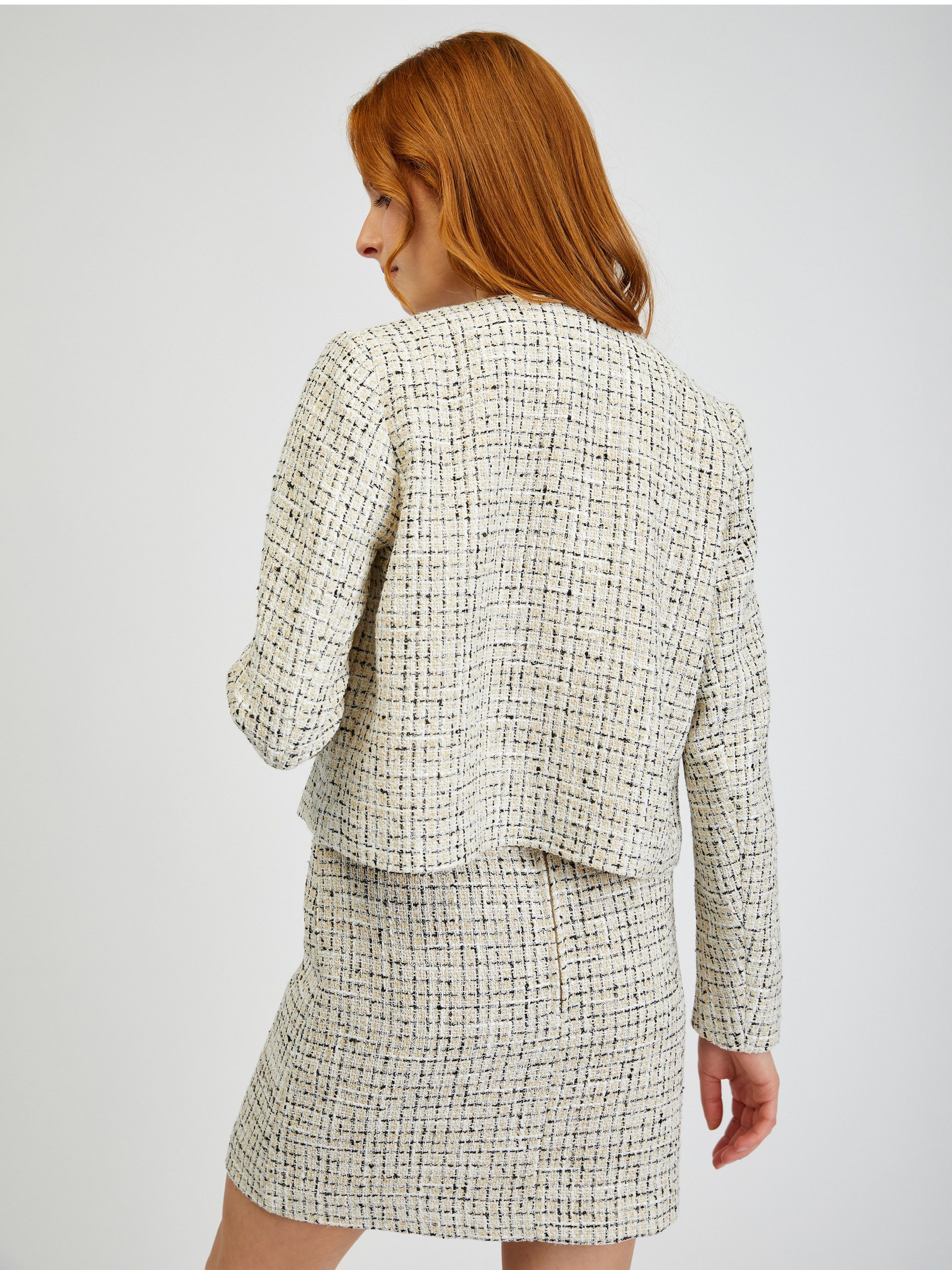 Cremefarbene gemusterte Damenjacke ORSAY
