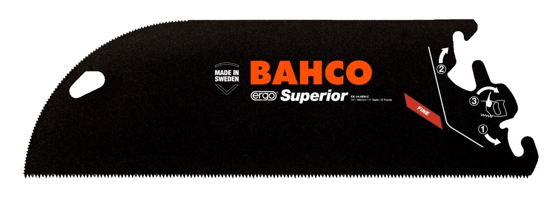 Λάμα πριονιού Bahco EX-14-VEN-C Superior™ με εγκοπή, για λαβές BHS, για υλικό σε φύλλο, πλαστικό, 11/12 TPI, 14