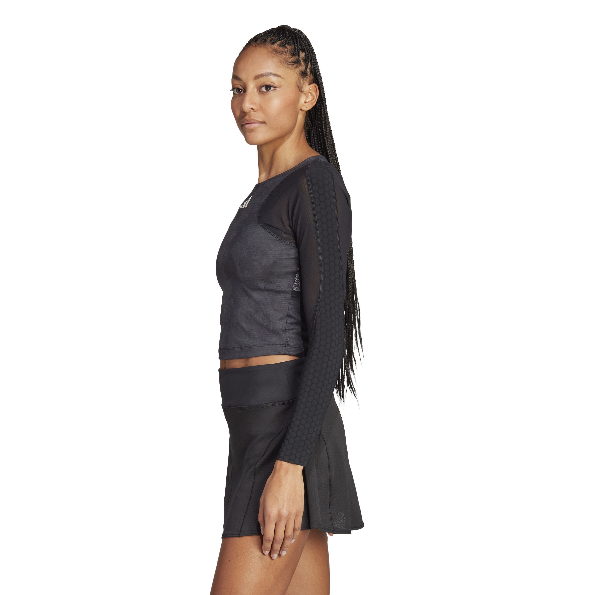 Paris Crop Longsleeve Damen - Dunkelgrau, Schwarz