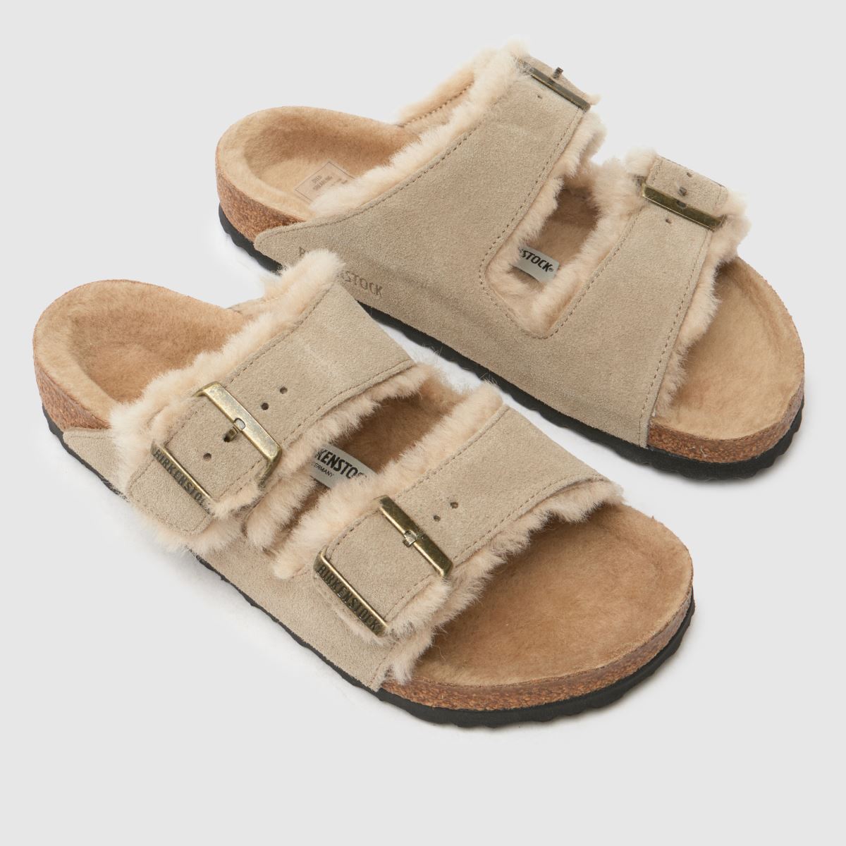 BIRKENSTOCK Arizona báránybőr szandálok taupe színben