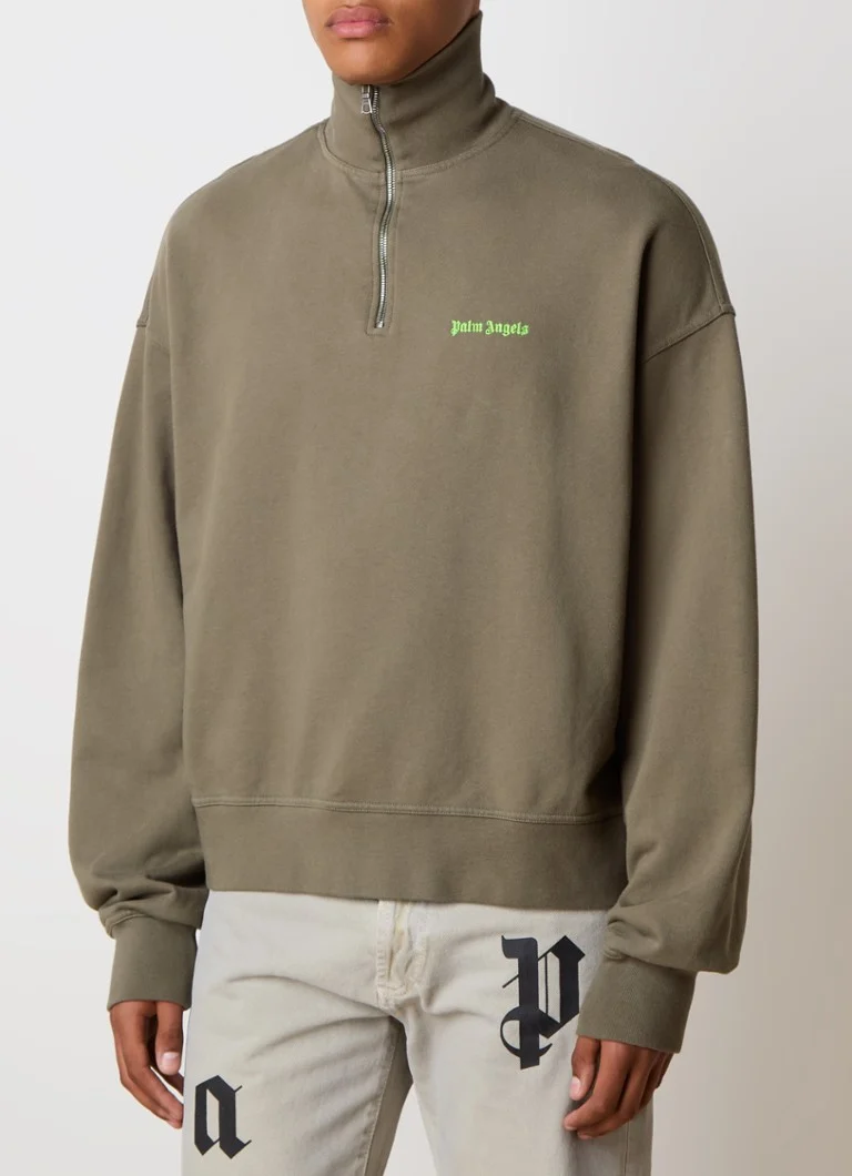 Palm Angels Sweater with half zip and logo