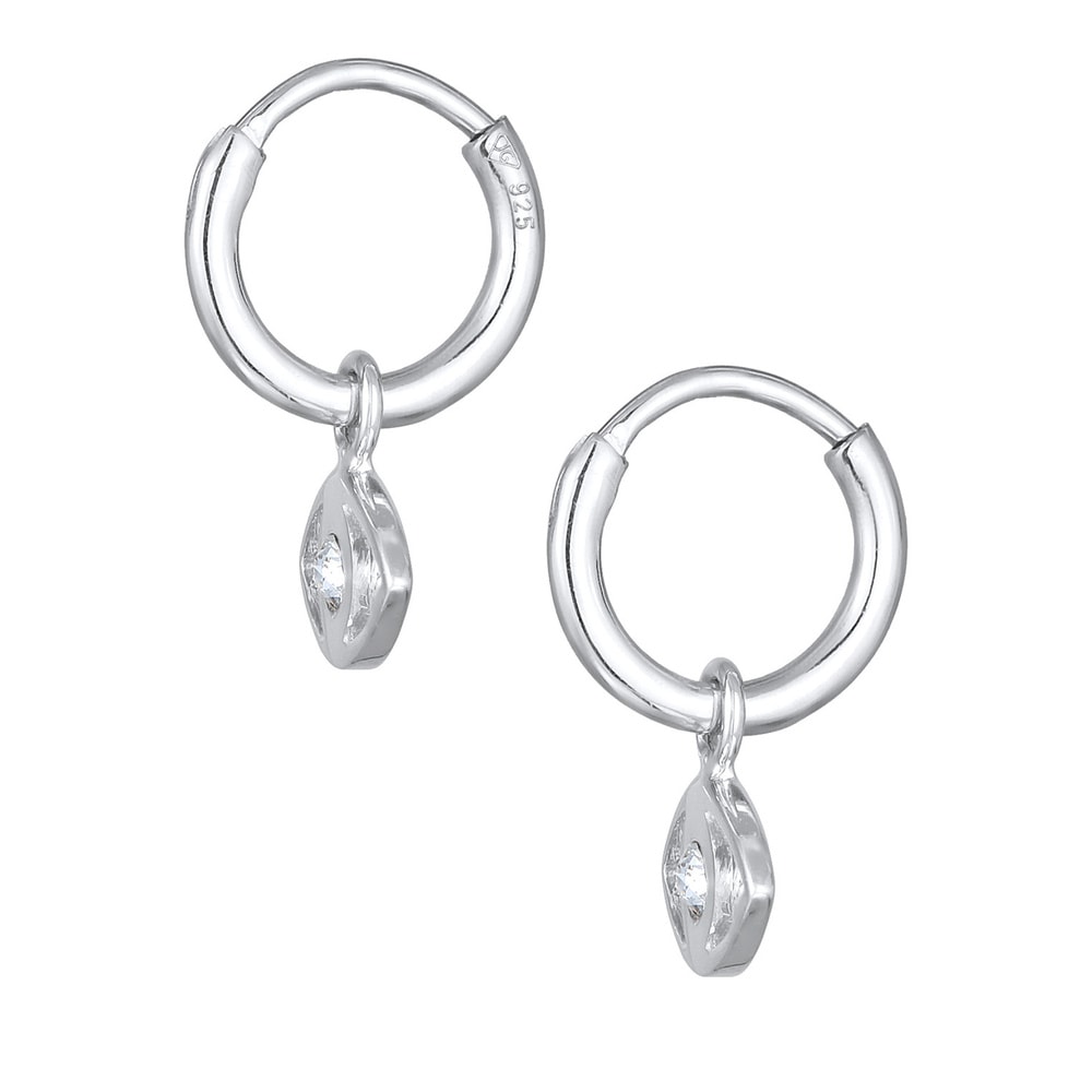 Elli Elli Boucles d'Oreilles Femmes créoles mauvais œil symbole avec cristaux en argen Boucles d'oreilles